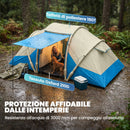 Tenda Gonfiabile 485x245x188 cm Facile da Montare 4 Persone 2 Camere da Letto in TPU e Tessuto Oxford 210D Blu      