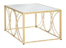 Tavolo da Caffé Exy 90x60x45 cm in Ferro e Specchio Oro e Argento