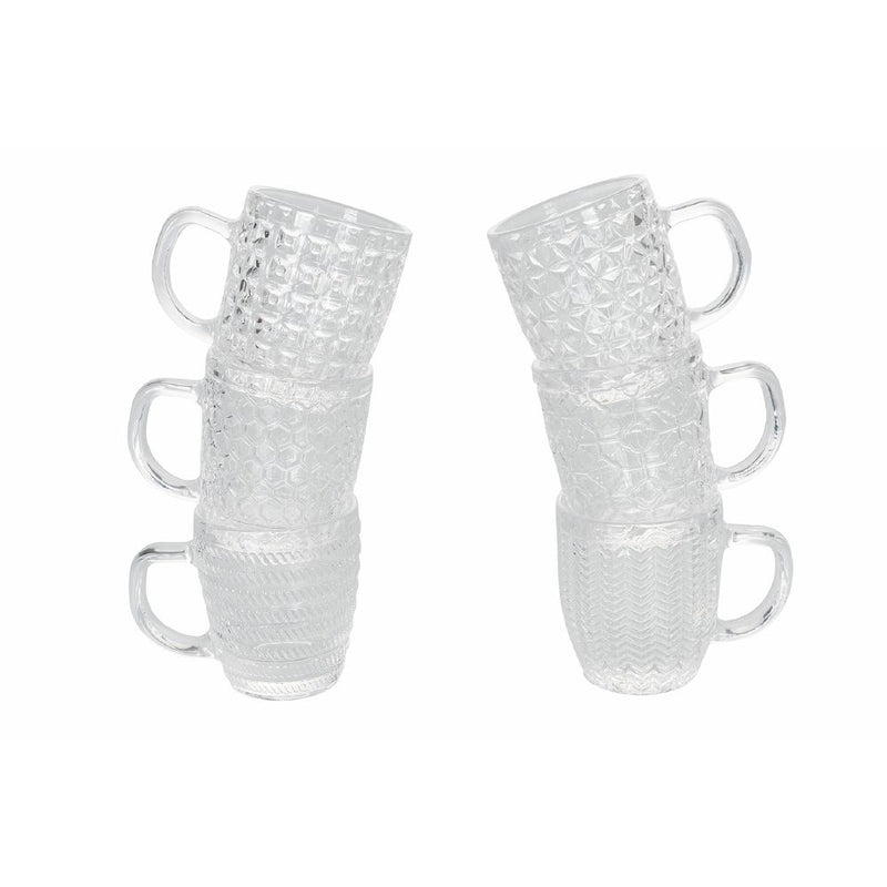 Set 6 Tazzine da Caffè Ø6x7 cm in Vetro Trasparente VdE Tivoli 1996 Geometrie