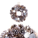 Set 2 Corone Natalizie con Pon Pon Ø30 cm Bianco/Grigio