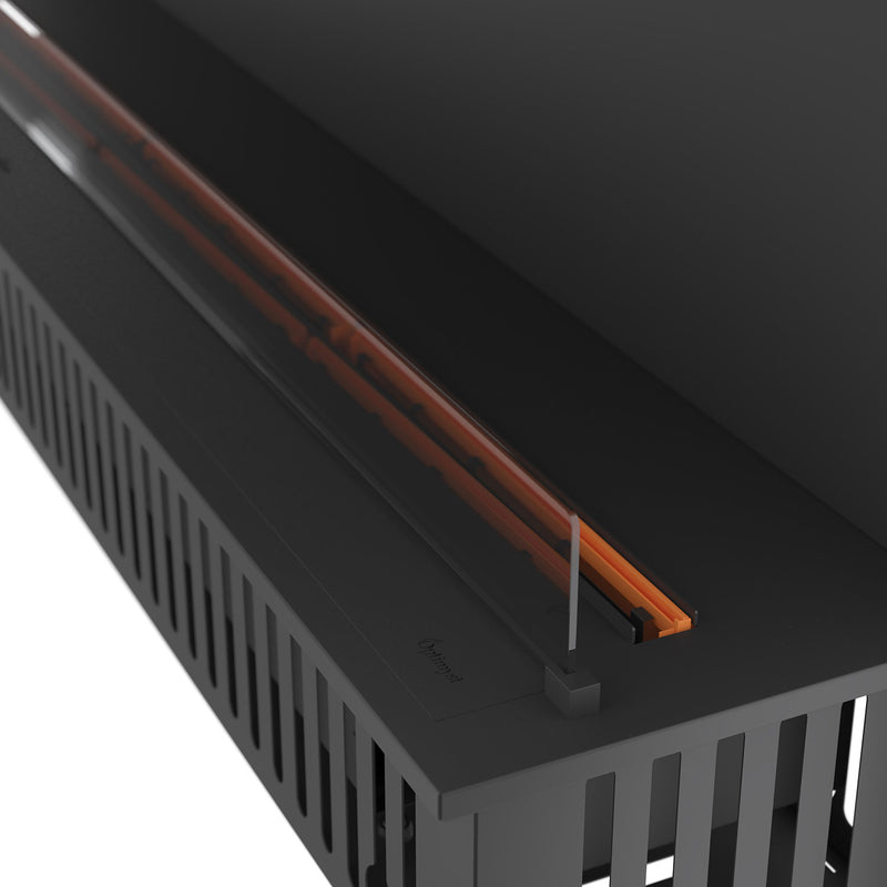 Camino a Vapore Elettrico da Incasso Invapo Inside C2200 con Ricarica Automatica Effetto Fiamma 3D in Acciaio Nero      