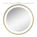 Specchio da Bagno con Luce LED 3 Tonalità e Funzione Memoria Ø60 cm Telaio in Alluminio Oro  