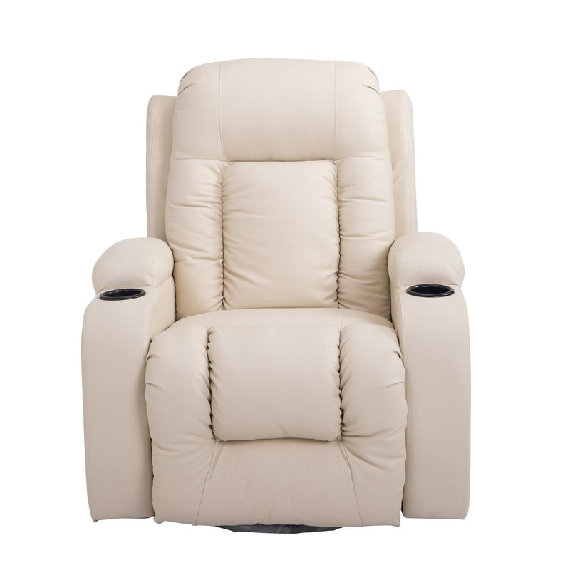 Poltrona Relax Reclinabile Massaggiante e Riscaldante in Similpelle  Beige