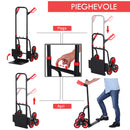 Carrello Portapacchi Pieghevole per Scale 150 Kg in Metallo  Nero e Rosso