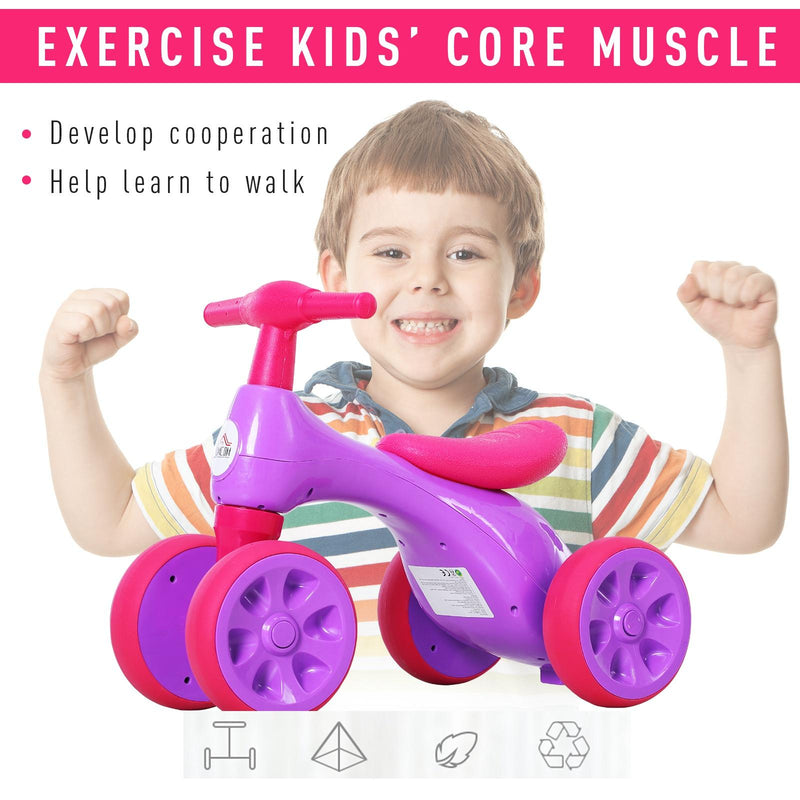 Triciclo per Bambini 4 Ruore  Primi Passi Viola e Fucsia