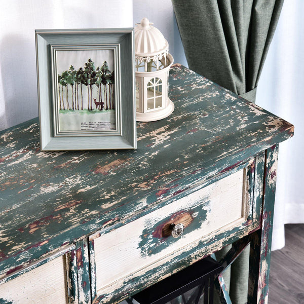 Console Fixe avec Tiroirs 110x38x90 cm en Bois Effet Vintage prezzo