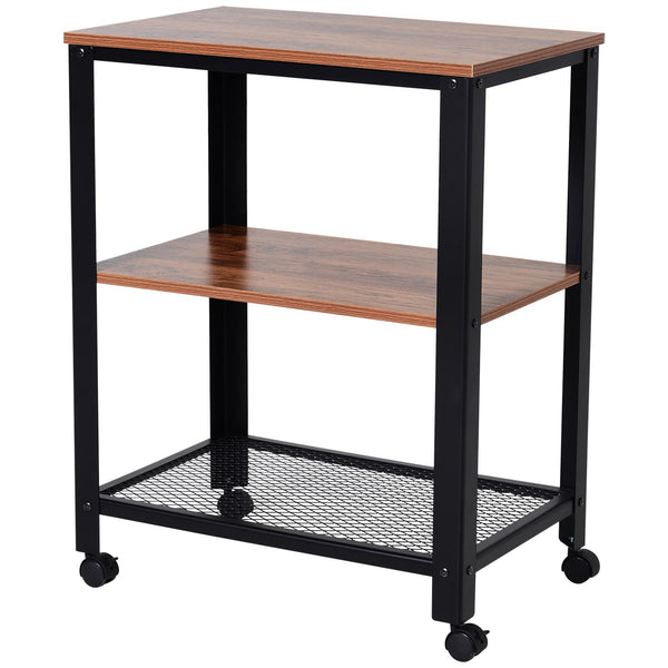 Desserte de Cuisine 3 Étagères 60x40x76,5 cm en Métal et Bois Noir prezzo