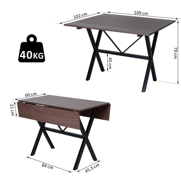 Table Extensible Gain de Place 109x102x79 cm Marron et Noir online