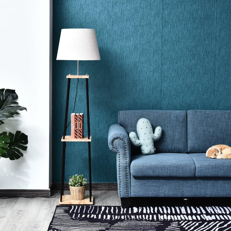 Lampada da Terra in Tessuto con 3 Ripiani 40x40x160 cm  Beige