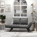 Divano Letto Chaise Longue 3 Posizioni 164x66x81 cm in Legno e Tessuto Lino  Antracite