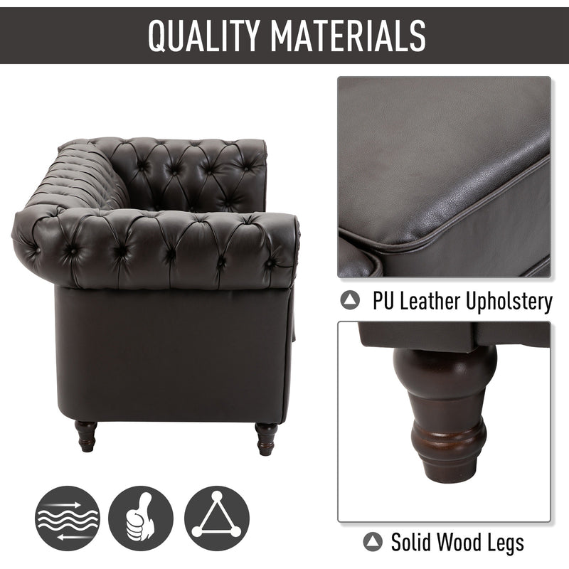 Divano 2 Posti 160x84x80 cm in Similpelle  Marrone Scuro