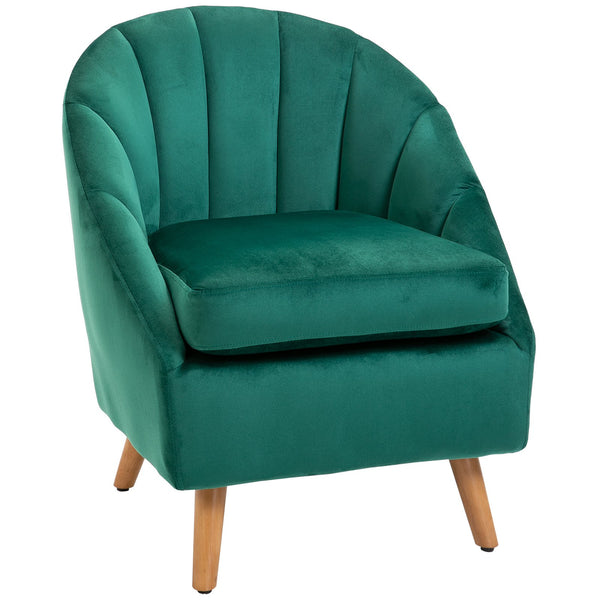 acquista Fauteuil en Velours avec Pieds en Bois Vert