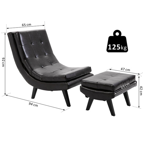 Fauteuil relax avec repose-pieds en similicuir café acquista