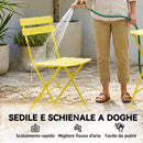 Set Bistrò con Due Sedie e Tavolo da Giardino Ø58x70 cm Pieghevoli in Metallo Giallo      