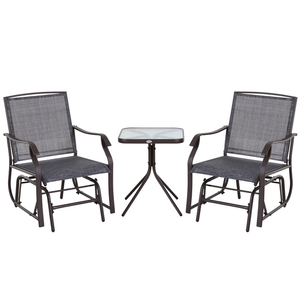 sconto Salon de jardin en acier 2 chaises et table basse marron et grise