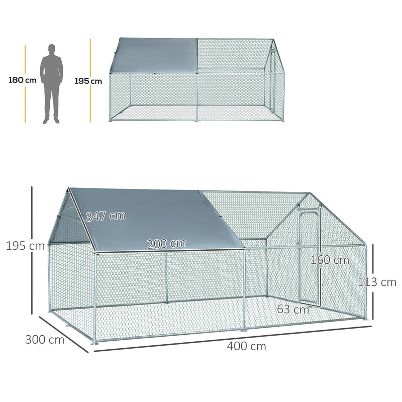 Gabbia Box da Esterno Zincato per Animali 3x4x1,95 m 