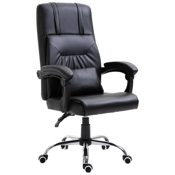 online Chaise de bureau présidentielle avec coussin en similicuir noir