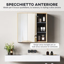 Specchio da Bagno Contenitore con 2 Ante 60x20x60 cm con Specchio e Scomparto Aperto Naturale      