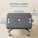 Sgabello per Doccia 46x33x39-49 cm con Mensola Integrata Altezza Regolabile 5 Livelli Portata 150kg in Alluminio Grigio      