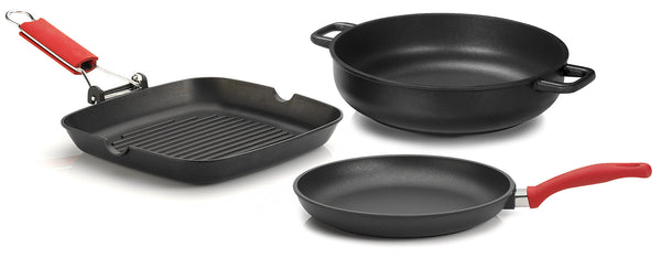 sconto Batterie de cuisine 3 pièces en aluminium moulé antiadhésif Olympia Love