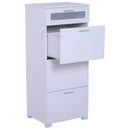 Cassettiera per Archiviazione con 4 Cassetti in Legno Bianco 50x40x116,5 cm 