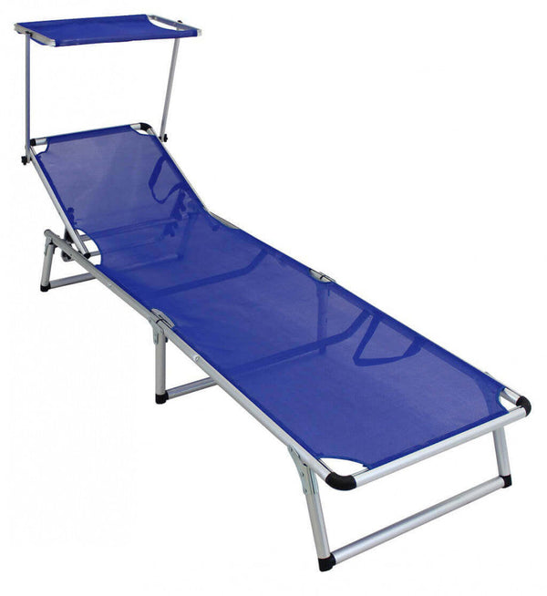 sconto Transat de jardin 187x60x30 h cm en aluminium bleu