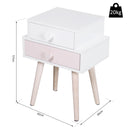 Comodino con 2 Cassetti in Legno MDF 42x30x57 cm  Bianco e Rosa
