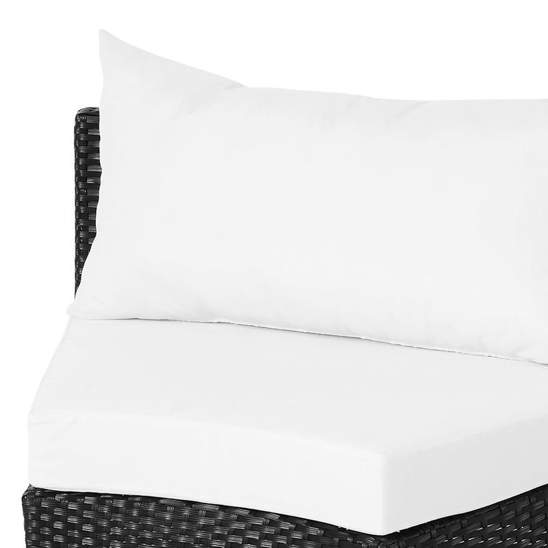 Set Salotto da Giardino Divano in Rattan Sintetico e Tavolino  Nero