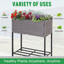 Fioriera in Metallo e Polietilene Effetto Vimini 70x30x72 cm  Grigio