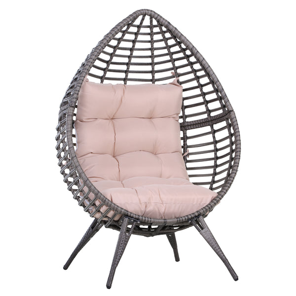 Fauteuil de jardin en osier 101x89x156 cm avec coussin beige online