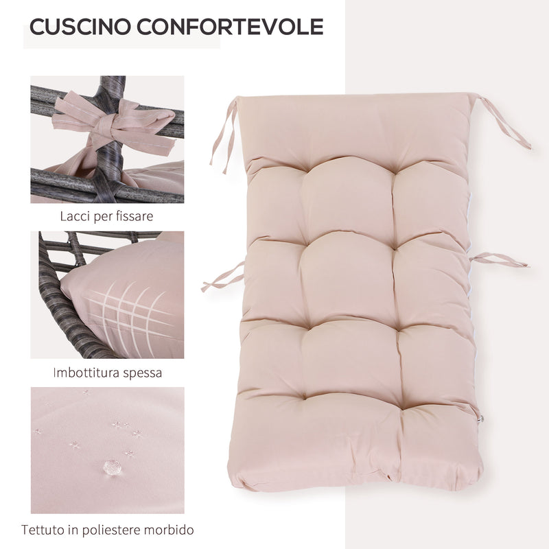Poltrona da Giardino in Vimini 101x89x156 cm con Cuscino  Beige