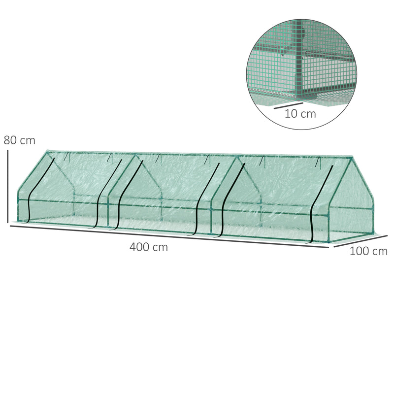 Serra da Giardino in Acciaio e Polietilene 400x100x80 cm  Verde