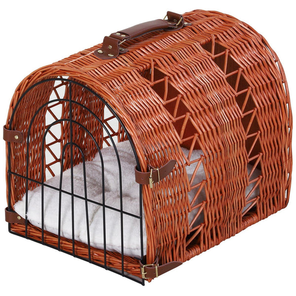 prezzo Panier de transport en osier pour chats avec coussin de style vintage marron différentes tailles