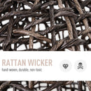 Cuccia in PVC Effetto Vimini per Gatti Ø49x46 cm con Cuscino  Marrone