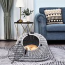 Trasportino in Vimini per Gatti 42x35x37 cm con Cuscino  Grigio