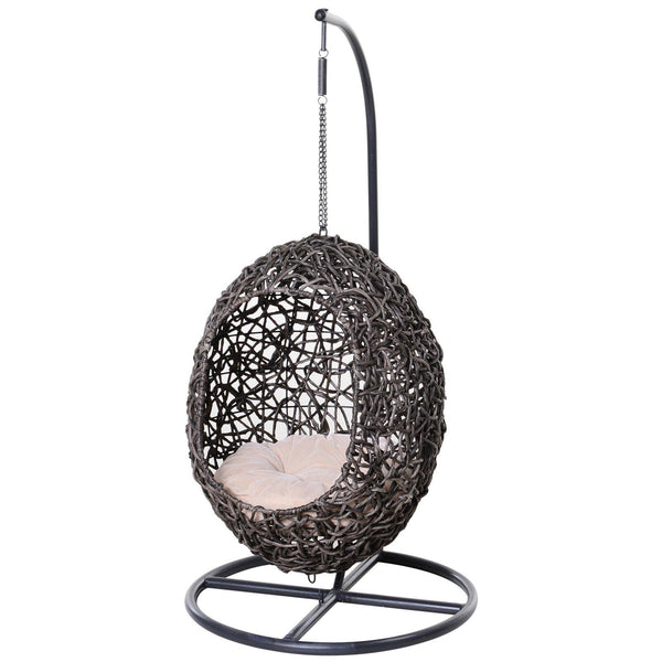 Hamac Lit en PVC Effet Rotin pour Chats Ø60x120 cm avec Coussin Café prezzo