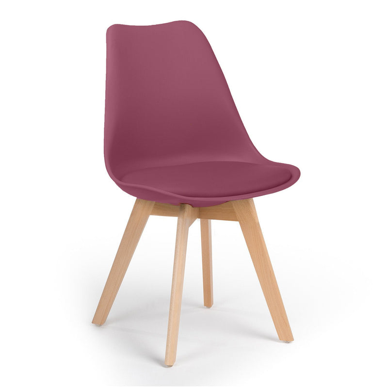 Set 4 Sedie 53,5x48,5x83 cm in Polipropilene e Similpelle Candice Bordeaux