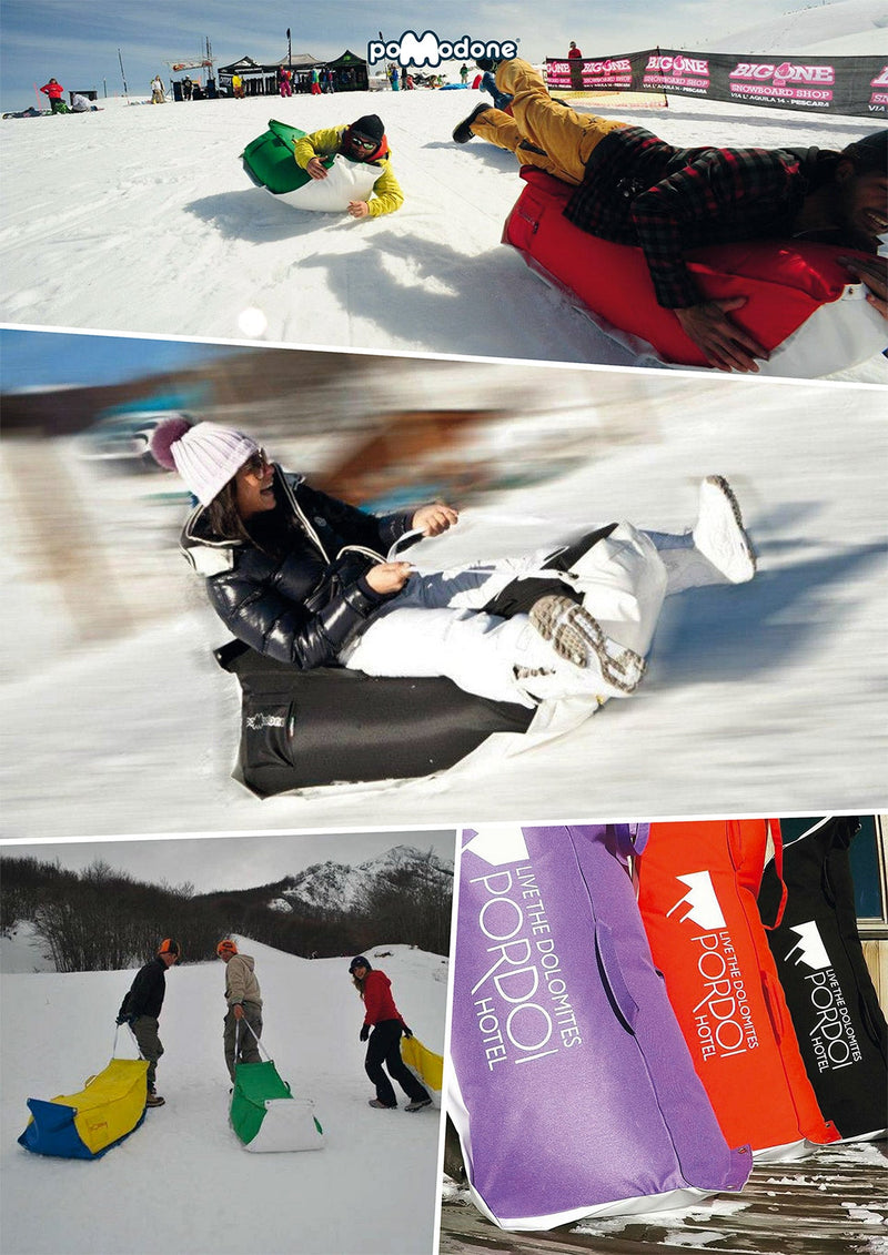 Slitta per Neve 135x38x34 cm in Acrilico Pomodone Slittone Arancione