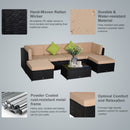 Set Salotto da Giardino in Polyrattan Divano 2 Poltrone  Virginia Nero e Beige