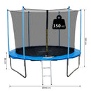 Trampolino Elastico Ø366 cm con Rete di Sicurezza e Pali Imbottiti  J-More