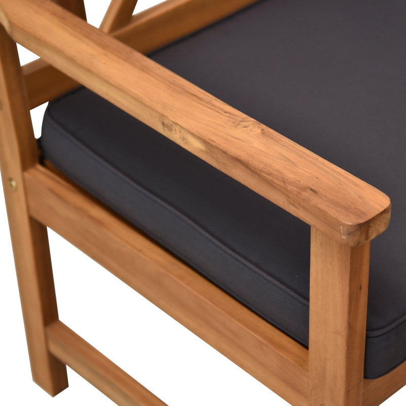 Set Salotto da Giardino in Legno Divano 2 Poltrone  Montana Marrone e Grigio