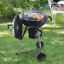 Barbecue a Carbone Carbonella in Acciaio Portatile 2 Ruote 50x63x94 cm  Round