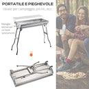 Barbecue a Carbone Carbonella Portatile in Acciaio 100x43x68 cm  Rack