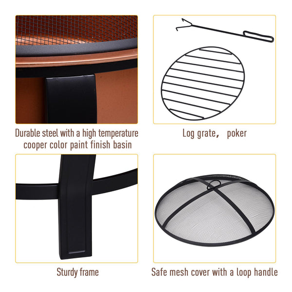 Brasero extérieur en acier Ø75,3x63 cm avec accessoires CampFire acquista
