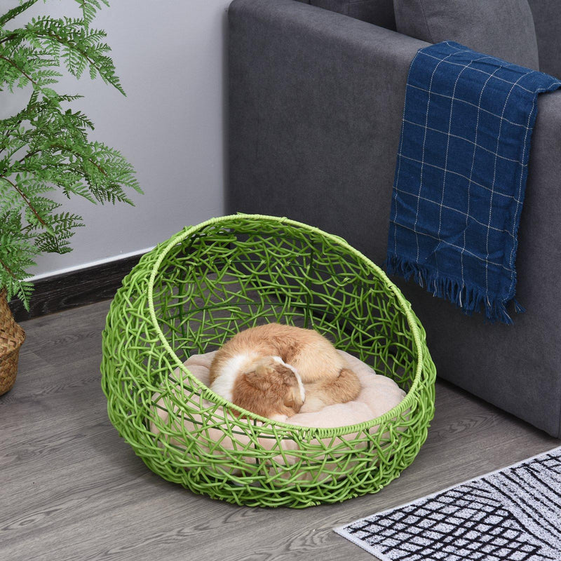 Cuccia in PVC Effetto Polyrattan per Gatti Ø56x35 con Cuscino cm  MrMeow