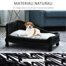 Cuccia per Cani e Gatti in Vimini con Cuscino 69x42x33 cm  Sofa Nero