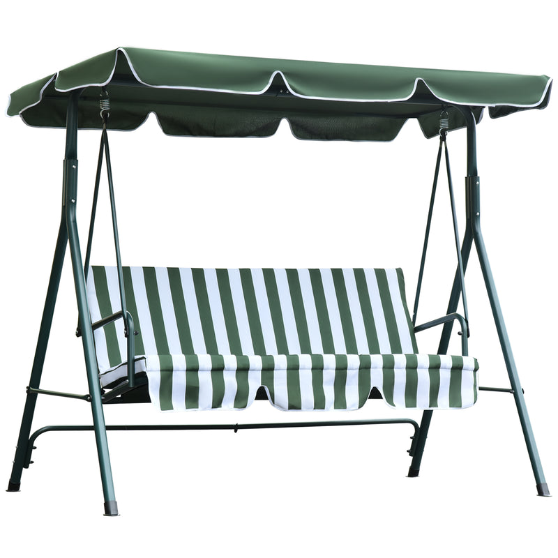 Dondolo 3 Posti da Giardino 170x110x152 cm  Swivel Verde e Bianco