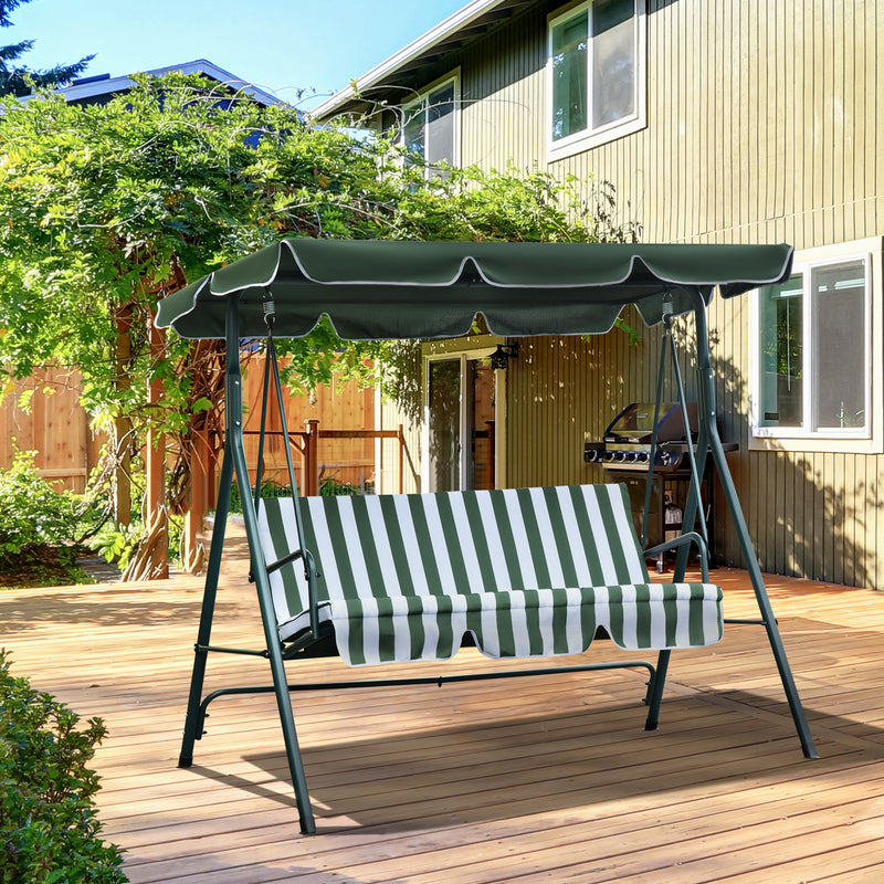 Dondolo 3 Posti da Giardino 170x110x152 cm  Swivel Verde e Bianco