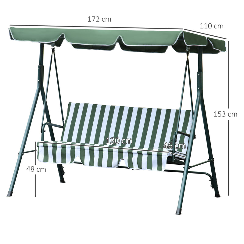 Dondolo 3 Posti da Giardino 170x110x152 cm  Swivel Verde e Bianco