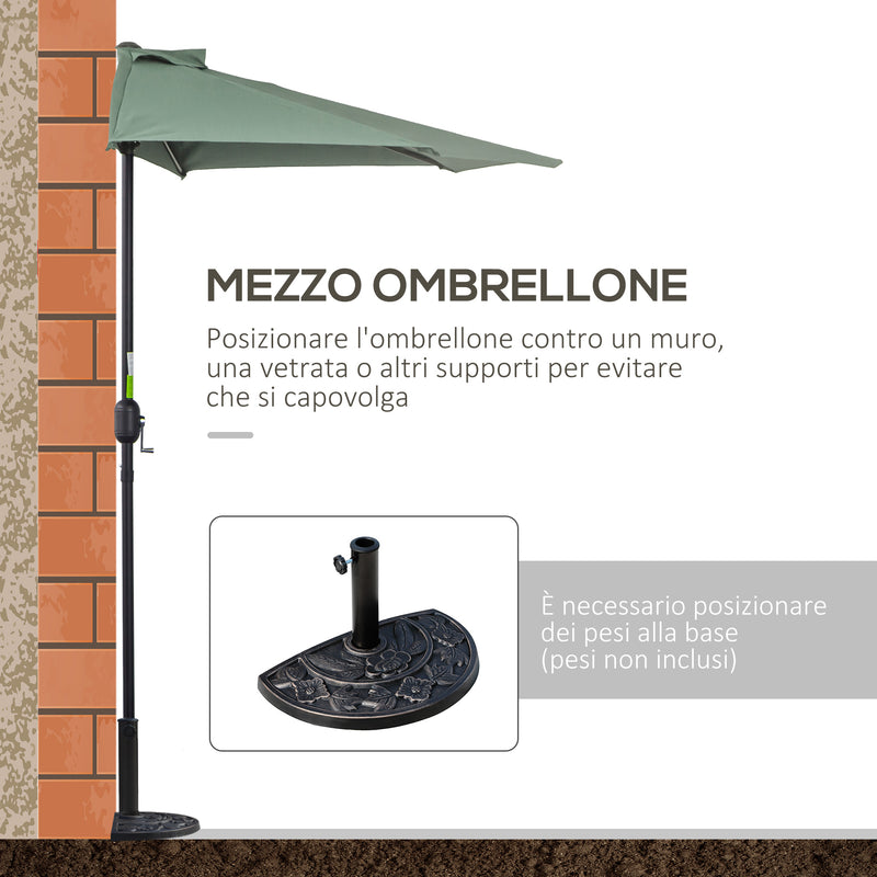 Ombrellone da Giardino 2,6x1,3x2,3 m Palo Ø38 mm Semicircolare in Alluminio Shade Verde